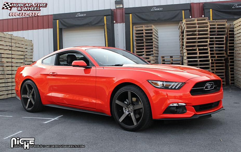 vehicle gallery/ford mustang niche milan m134  Black & Machined with Dark Tint wheels and rims